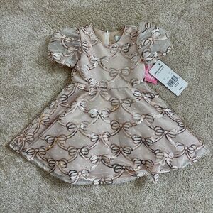 Rare Editions Cream Dress with Bow Details